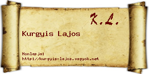 Kurgyis Lajos névjegykártya
